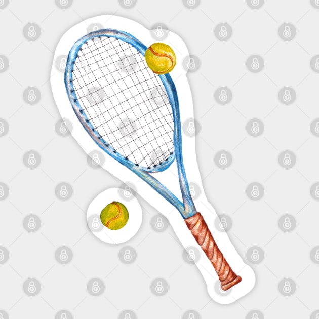 Tennis racket with tennis balls_3 Sticker by lisenok